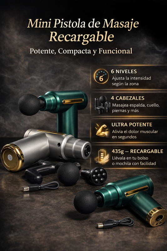 Pistola de Masaje 6 Niveles Recargable